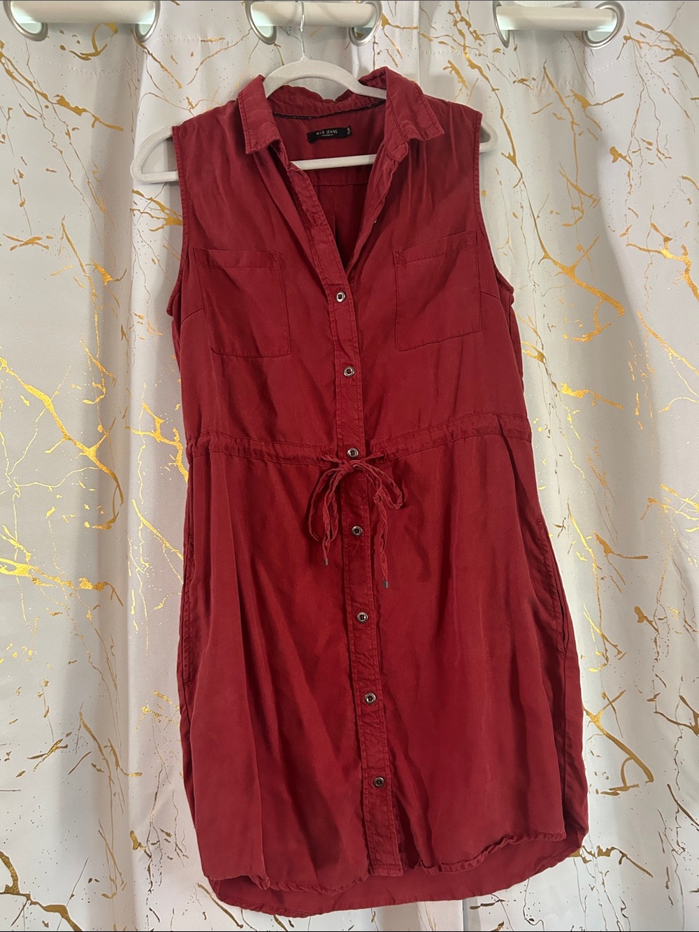 Max jeans super soft Sleeveless Button-Front Red Shirt Dress size M